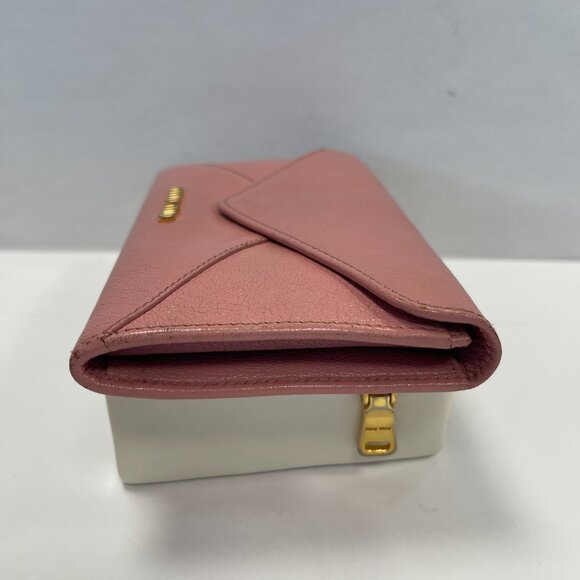 Miu Miu Pink Madras Leather Envelope-style Wallet Clutch - Preowned - Picture 6 of 14